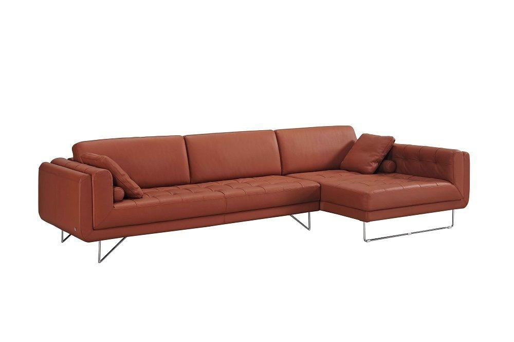 Contemporary Premium Orange Leather, Orange Leather Sectional Sofas