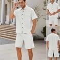 thumbnail image 2 of toraway Mens Suits 2 Piece Plus Size Mens Spring and Summer Leisure Sports Comfortable Breathable Sweat Absorbing Short Sleeved Shorts Two Piece Set XXL, 2 of 4