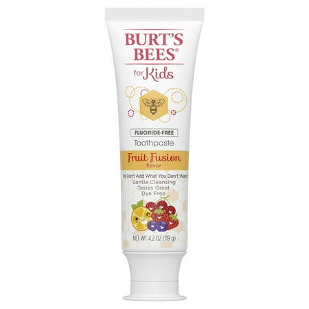 (2 pack) Burt's Bees Kids Toothpaste, Fluoride Free, Fruit Fusion, 4.2