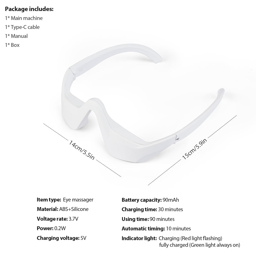 Dr.pedi Red Light Therapy Eye Massager, Microcurrent Facial Device to Improve the Appearance of​ Dark Circles, Puffiness & Wrinkles, Eye Strain Comfort​ Glasses with EMS and LED Technology