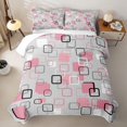 thumbnail image 2 of Castle Fairy Mid Century Floating Square Twin Quilt Set 2 Pieces,Abstract Hollow Frame Twin Coverlet Set,Pink Gray,1 Bedspread and 1 Pillowcase, 2 of 7