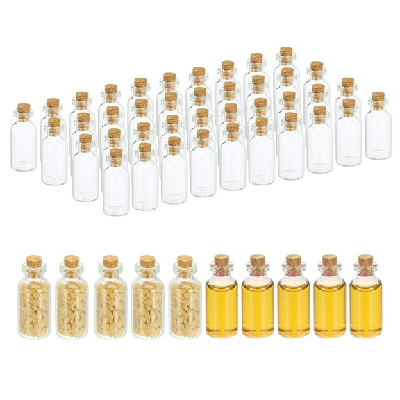 5ml Tiny Glass Bottles Vials, 50Pcs Mini Clear Bottles Glass Empty Jars with Cork Stoppers Tiny Vials Container for Powder Cream Art
