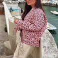 thumbnail image 4 of Women Quilted Jacket Casual Print Open Front Cardigan with Pockets, 4 of 5