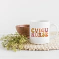 thumbnail image 2 of CVICU or Cardiovascular Intensive Care Unit Nurse, Groovy Retro Wavy Text Merch Gift, White 11oz Ceramic Mug, 2 of 5