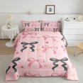 thumbnail image 2 of Manfei Kawaii Bow Tie Bedding Comforter Set,Cute Bowknot Ribbon Twin Comforter Sets,Pink Black Bedding Set For Girls Teens,Breathable Home Decor Reversible,2-Piece, 2 of 8