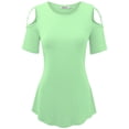 thumbnail image 2 of Made by Johnny Women's Loose Short Sleeve Strappy Cold Shoulder Top M MINT, 2 of 6