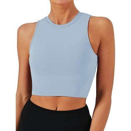 

Natural Feelings Sports Bras for Women Removable Padded Yoga Tank Tops Sleeveless Fitness Workout Running Crop Tops