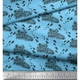 thumbnail image 3 of Soimoi Blue Cotton Voile Fabric Foot Print & Text Print Fabric by the Yard 42 Inch Wide, 3 of 3