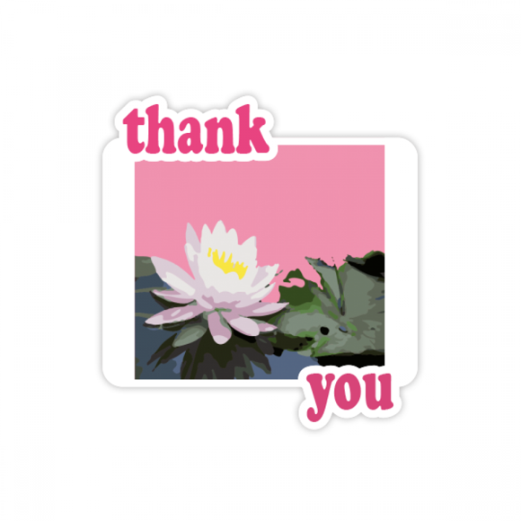 Thailand Water Lily Aquatic Thank You Stickers Quote Grateful