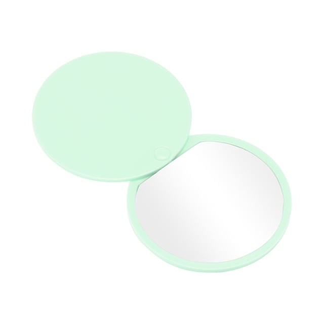 1 Pc Espejo Cosmético Redondo para Niñas, Espejo Compacto para Viajes de Negocios y Vacaciones, Espejo de Plástico y Aluminio Verde
