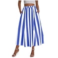 thumbnail image 6 of Miluxas Womens Summer Striped Maxi Skirts A-Line Elastic Waist Flowy Skirt Beach Vacation Outfits Blue XXL(XXL), 6 of 6