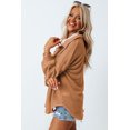 thumbnail image 3 of Women's Brown Waffle Knit Button Up Casual Shirt, 3 of 5
