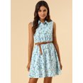 thumbnail image 3 of INSPIRE CHIC Women's Printed Half Placket Sleeveless Belted Dress, 3 of 6