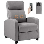 Home Recliner Chair, Massage Single Sofa Wingback Recliner Sofa Reading Chair, Modern Reclining Chair Home Theater Seating Modern Reclining Easy Lounge with Padded Seat Backrest, Grey