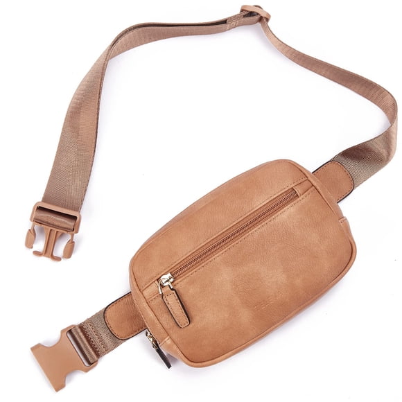 Bolso Cangurera Telena de Cuero PU para Mujer Camel Marrón