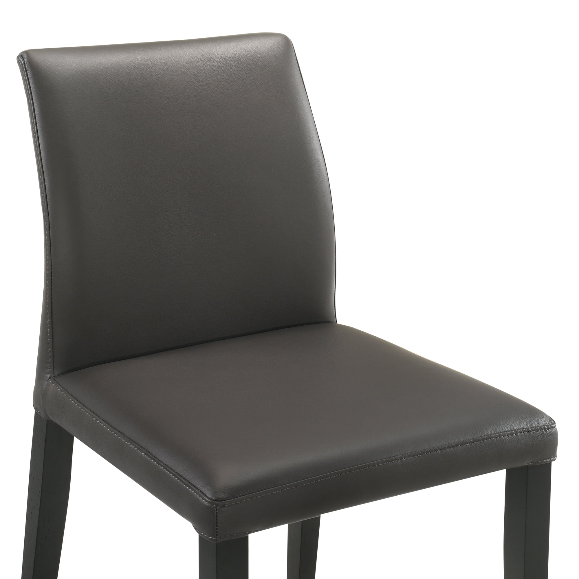 Elyza Full Back Top Grain Leather Upholstered Wood Dining Chairs in Cola - Set of 2