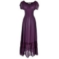 thumbnail image 1 of Robe Maxi pour Femme de Style Renaissance Paysanne, Style Bohème, Manches Cap, Garniture en Dentelle, Violet, Grand, 1 of 5