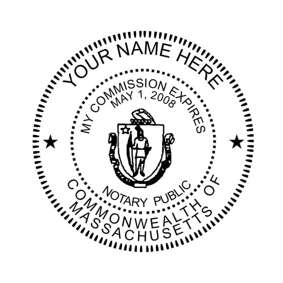 New IMPRUE Round Self-Inking Notary Seal Rubber Stamp - Massachusetts
