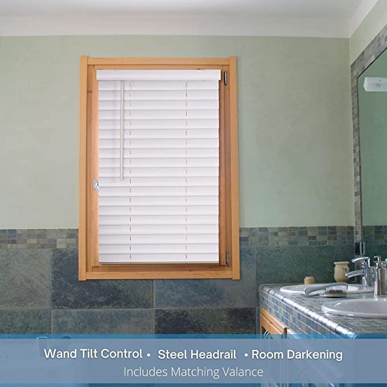 Lotus & Windoware Cordless 2" Vinyl Plus Room Darkening Horizontal Blind, 35" W x 60" L, White, Smooth