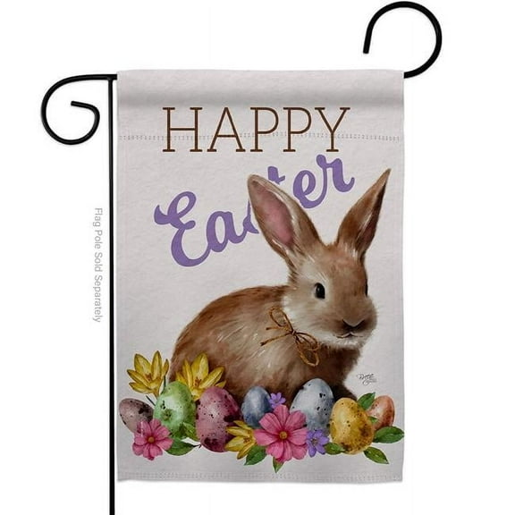 Breeze Decor G153083-BO Bunny Eggs Springtime Easter Double-Sided Decorative Garden Flag, Multi Color