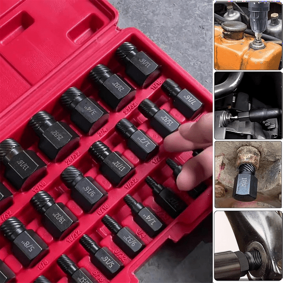 25 Pcs Broken Bolt Screw Cap Extractor,Damaged Bolt Extractor Set for Removing Broken Studs Bolts Socket Screws