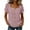 Pink, variant on Women's Square Notch Neck Rolled Short Sleeve Button Detail Loose Fit Casual Tops for Women Summer Everyday Wear