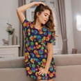 thumbnail image 3 of Haiem Colorful Pineapples1 Print Women’s Short-sleeved Nightdress – Comfortable and Loose-Fit Sleepwear, Soft Cotton Sleep Shirt for Relaxing, Casual Nightdress, 3 of 6