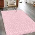 thumbnail image 4 of Area Rug for Living Room, Pink Geometric Non-Slip Indoor Large Carpet for Bedroom/Dining Room, Modern Minimalism Solid Color Striped Washable Low-Profile Rectangle Floor Mat Runner Rugs - 3 x 5 Ft, 4 of 7