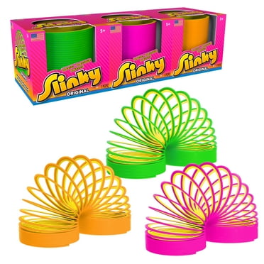 Slinky the Original Walking Spring Toy, Plastic Slinky 3-Pack, Multi-color Neon Spring Toys, Kids Toys for Ages 5 up
