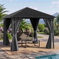 thumbnail image 2 of UDPATIO 10'x10' Hardtop Gazebo, Galvanized Steel Roof, Permanent Metal Gazebo for Garden, Outdoor Dining Parties, Grey, 2 of 6