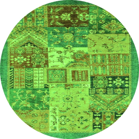 Ahgly Company Indoor Round Abstract Green Modern Area Rugs, 8' Round