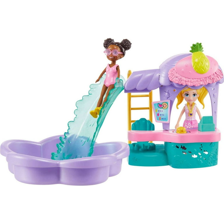 Polly Pocket Smoothie Splash Pack, Playset with 4 (3-inch) Dolls, Fashion &  20+ Outdoor Accessories