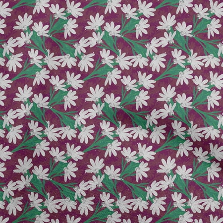 oneOone Georgette Viscose White Fabric Floral Craft Projects Decor Fabric Printed By The Yard 42 Inch Wide