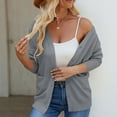 thumbnail image 4 of Sakmal Gray Winter Jacket for Women Long Sleeve Lightweight Casual Button Down Loose Fit Cardigan Solid Ladies Winter Coat, 4 of 4