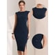 thumbnail image 2 of Vestido tubo de trabajo con cuello redondo para mujer, ajustado, sin mangas, vestidos de lápiz Azul marino S, 2 of 6