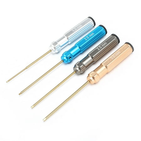 

Iegefirm RC Tools 4 Pcs Hex Screw Driver Set Titanium Plating Hardened 1.5 2.0 2.5 3.0mm Screwdriver for RC Helicopter Car Toys