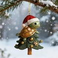 thumbnail image 6 of Hometravel Santa Hat Turtle Ornament, Cute Christmas Acrylic Hanging Decor with Glitter, Festive Animal Theme Tree Decoration, Seasonal Holiday Display, 6 of 6