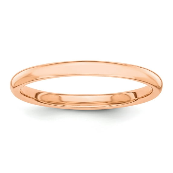 14k Rose Gold Polished 2mm Band - Size 7.5