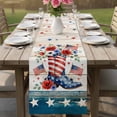 thumbnail image 4 of Independence Day Table Runner 70 Inches, American Flag Boots Red Flowers Retro Wooden Bed Runner Dresser Scarves Tabletop for Indoor Outdoor Parties/Ceremony/Banquet, 13" x 70", 4 of 9