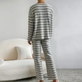 thumbnail image 3 of Women Striped Pajamas Set Long Sleeve Knit Loungewear Soft Stretch Sleepwear 2 Piece Lounge Set V Neck Nightwear Pjs, 3 of 5