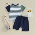 thumbnail image 3 of Bagilaanoe 2pcs Toddler Baby Boy Shorts Set Short Sleeve Stripes T Shirt Tops + Shorts 6M 12M 18M 24M 3T Kids Casual Summer Clothes, 3 of 8