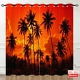 thumbnail image 3 of Palm Trees Curtains, Tropical Sunset Forest Woodland Nature Landscape Scenery Pattern Waterproof Grommet Window Drapes for Bedroom Kitchen Bathroom Window Small Closet Cafe 2 Panels W27.5 x L39, 3 of 6