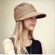 thumbnail image 4 of Viseras para el sol para mujer, sombrero de sol negro, sombrero de playa de ala ancha, protección UV, sombrero de paja, viseras enrollables, sombrero de viaje de cola de caballo de verano, 4 of 5