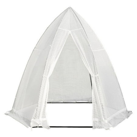 Enclosed Patio Abba Patio Portable 10.4'D x 9'W Hexagonal Walk in Greenhouse Fully Enclosed Lawn and Garden Outdoor Tent with Window, White ()