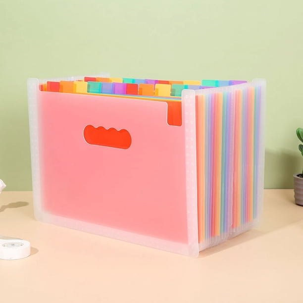 Zhuge Organizador de archivos en acordeón, carpeta de archivos expandible con 25 bolsillos, soporte para documentos tamaño carta A4, arcoíris transparente