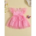 thumbnail image 2 of Coduop Kids Toddler Girls Princess Dress Mesh Fly Sleeve Tie Dye Bowknot A-lineTutu Dress, 2 of 9