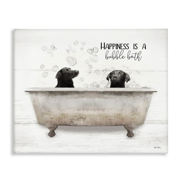 Stupell Industries Animal Bathroom Happiness is a Bubble Bath Dog Quote, Designed by Lori Deiter Wall Art, 30x40, Canvas