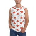 thumbnail image 3 of Uemuo Hand Drawn Watermelon Pattern Men's Sleeveless T-Shirt,Muscle Athletic Tank Top, Moisture-wicking Quick-dry Breathable Classic Tee Top for Gym Run Outdoor Sports-3X-Large, 3 of 8