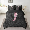 thumbnail image 2 of jejeloiu Initial Letter J 7-Piece Bedding Comforter Set,Pink Romantic Flower King Bedding Sets For Girls Teens Reversible, 2 of 8