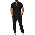 thumbnail image 3 of Men 2 Piece Casual Beach Outfits Short Sleeve Button Down Shirts Summer Loose Pant Sets Vacation Walking Outfits, 3 of 6